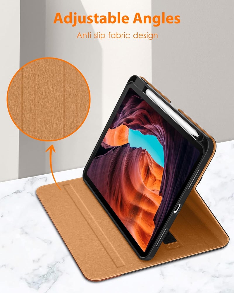 DTTO for iPad (A16) 11th Generation Case 11 Inch 2025, iPad 10th Generation Case 10.9 Inch 2022, Premium Leather Business Folio Stand Cover with Pencil Holder - Auto Wake/Sleep, Black Brown - Image 3